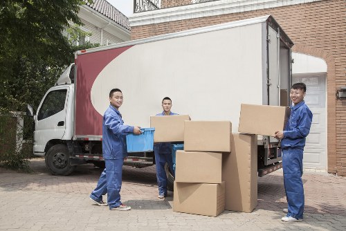 Office removals planning in Pentonville with packed boxes and moving equipment