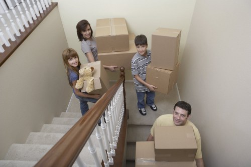 Packed household items ready for storage in Pentonville